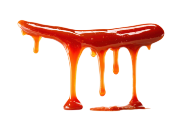 A red sauce is dripping down from above