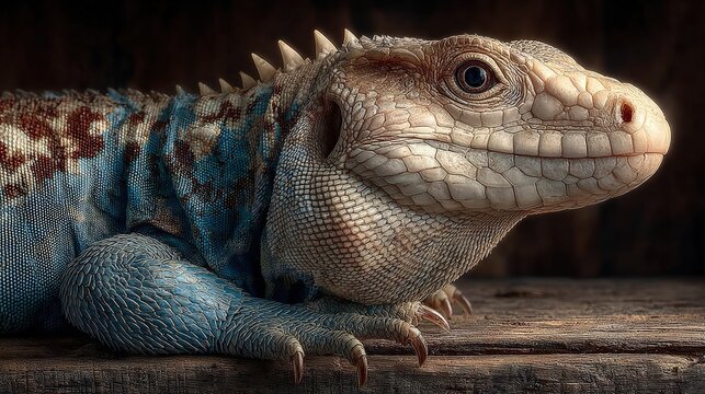 An agile tegu basking lazily in sunlight scales shimmering softly exotic pet