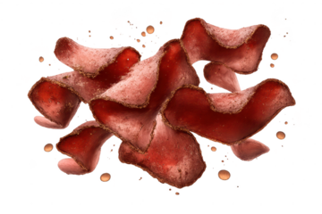Abstract meat slices, art rendering with a transparent background space.