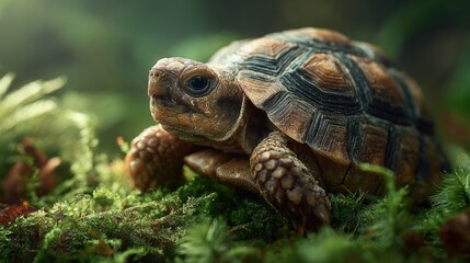 Obraz premium A tiny baby tortoise taking its first steps reptiles in an adorable yet realistic natural habitat scene