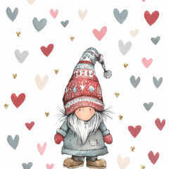 Romantic Valentine Illustration with Hearts and Love Symbols