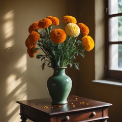 Marigolds in vase