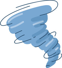 Blue tornado swirl icon. Storm warning. For weather apps, emergency alerts, forecasts, infographics, stickers and web banners.