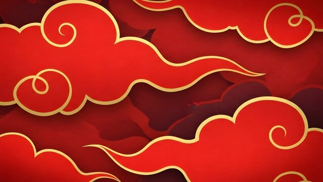 Traditional chinese auspicious red clouds pattern background for lunar new year celebration and festive greeting card design