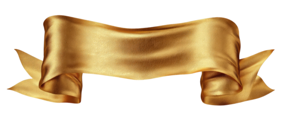A flowing, golden banner on a black background, with folds and realistic fabric texture