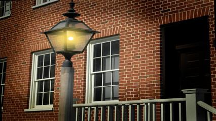 Old fashioned street lamp , light pollution 