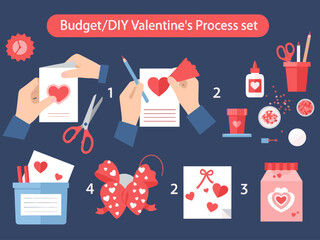 Illustration of stationery and love notes in a holder. Could be used to show love of writing and communication with someone you love.