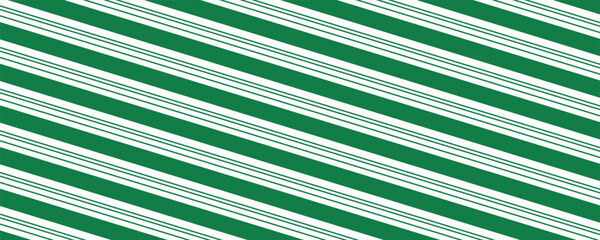 Vintage green candy cane stripes Christmas holiday Vector Pattern. Retro french horizontal ticking stripes green white seamless pattern.