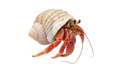 hermit crab is inside a shell isolated on transparent background cut out