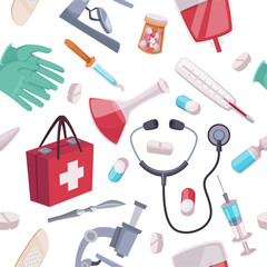 Medical pattern. seamless background with medical equipment