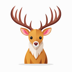Stylized illustration of a majestic deer with large antlers isolated on white