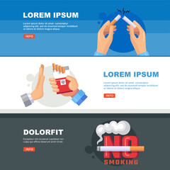 No smoking. unhealthy bad habits banners stop smoking social banners with place for text