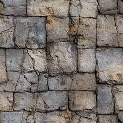 Seamless texture of ancient stone bricks weathered and cracked perfect for medieval game environments