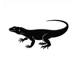 Fototapeta premium Black Silhouette Dinosaur Lizard Running Vector Illustration Minimalist Art