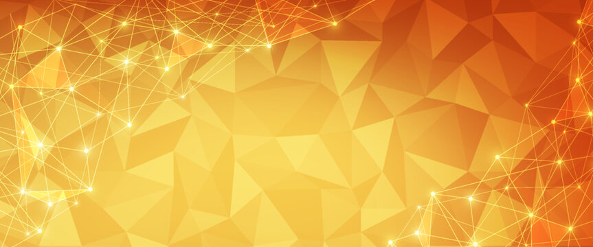 PrintaAbstract dark Orange Geometric Polygonal background molecule and communication. Connected lines with dots. Concept of the science, chemistry, biology, medicine, technology.