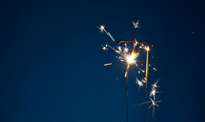 71 years celebration festive background made with Bengal fires in the form of number Seventy one.