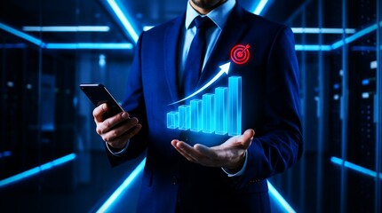 Business Growth Data Analytics Graph Businessman Success Marketing Strategy Banner