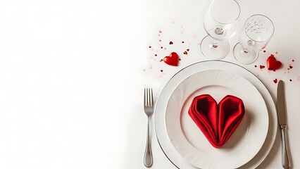 Valentine Heart Napkin on Elegant Table Setting