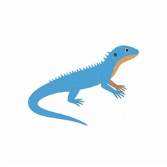 Obraz premium Cartoon Blue Dinosaur Lizard Walking Isolated on White Background Illustration