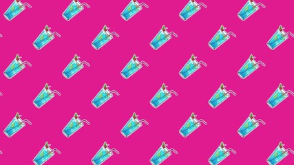 Vibrant seamless looping background animation featuring a repeating pattern of blue summer cocktails with lime and mint on a hot pink backdrop. Ideal for party, bar, and tropical vacation themes.