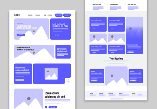 Minimal Website Wireframe Landing Page Layout For Web Design Projects