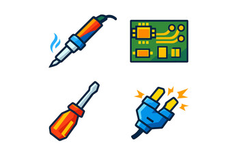 Naklejka premium Set of electronic repair icons