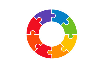 Obraz premium Circular jigsaw puzzle with rainbow colors