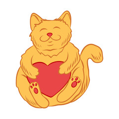 A drawing for a holiday, of a toy ginger cat