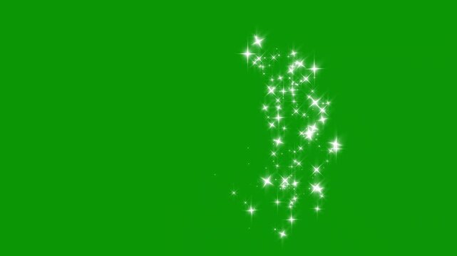 4k Magic glitter sparkle line trail animated, glowing light effect glitter loop star, white cartoon doodle sparkles glitter, flat, vector, flat vector doodles, particle glitter effect on green screen