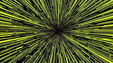 Radiating Yellow Lines on Black Background Abstract Burst of Light