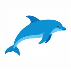 Fototapeta premium Jumping Blue Dolphin Smiling Underwater in Ocean with Sunlight Glow