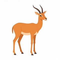 Fototapeta premium Male Impala Antelope Standing Graceful Wildlife Animal Orange Brown Isolated Illustration