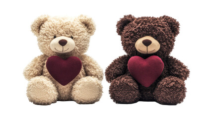 Obraz premium Valentine teddy bears holding hearts, soft toys, love symbols, cute gifts, couple, plush, transparent background