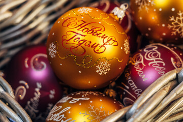 Traditional Christmas souvenir nutcrackers sold on Christmas market