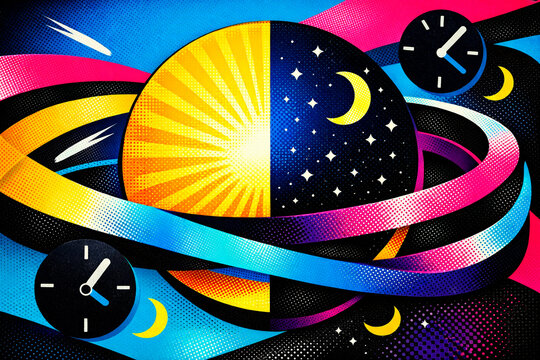 Abstract Split Sun Moon Composition