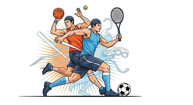 Dynamic Athletes Playing Multiple Sports Together.