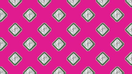 Technological background showing a continuous stream of CPU icons. The bright pink theme offers a unique, non-traditional take on computer science and electronics, ideal for tech vlogs, social media