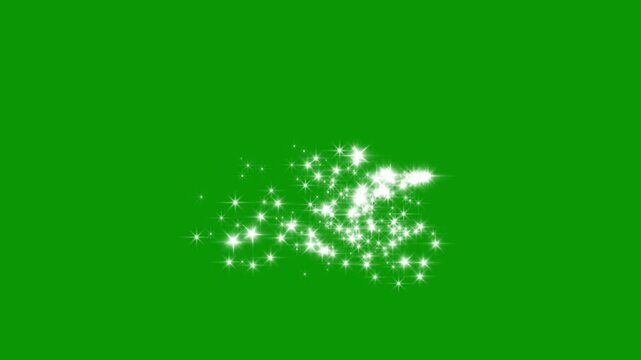 Glittering star dust trail sparkling particles, white cartoon doodle sparkles glitter, flat, vector glitter star, magic sparkles glitter line stars, fairy dust wand glitter stars trail transition. 4k
