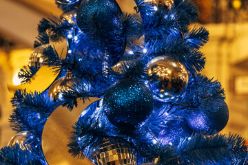 New Year decorations and Christmas atmosphere on a winter street in Moscow