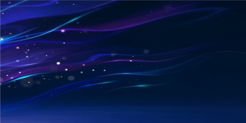 Abstract blue background with stars featuring flowing purple waves and glowing fractal lines that create a bright energy motion texture for a dynamic wallpaper design