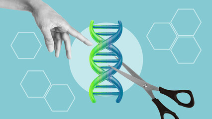 Gene Editing and DNA Modification Concept - Human Intervention in Genetic Code, CRISPR Technology, Biotechnology Ethics and Molecular Biology Innovation