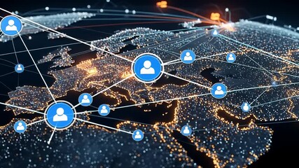 Global Network Connections Illustrating Digital Communication and Social Media. - Powered by Adobe