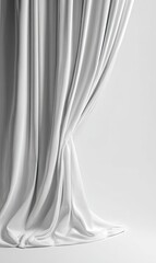 Elegant, draped, white fabric curves gracefully down