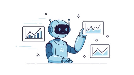 Ai robot analyzing financial growth charts with advanced technology interface