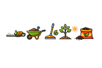 Gardening Tools and Growing Plants Sequence