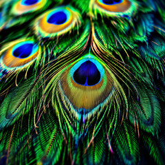 Obraz premium Peacock feather patterns - HQ JPG Square 1:1
