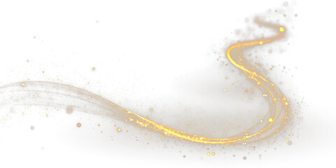Golden curved light ribbon png with shine. Smooth gold twirl with glowing effect. Elegant festive line element. Glowing golden swirl png for decoration. © tanandaa