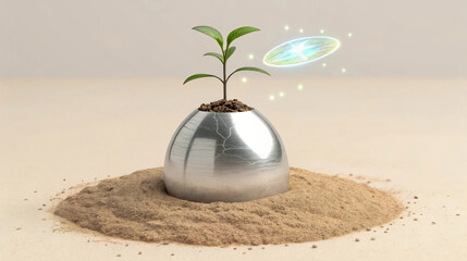Sustainable Growth Young Plant and Luminous Energy Source