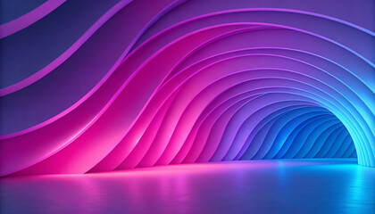 Abstract Neon Wavy Tunnel with Dynamic Light Gradient
