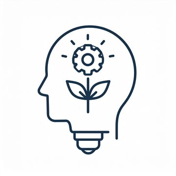 Creative lightbulb head with gear and plant growth idea innovation concept vector illustration